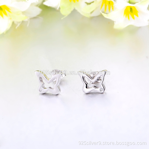 925 sterling silver cubic zirconia butterfly earings